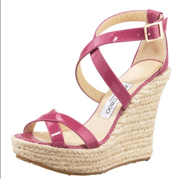 Jimmy Choo Porto Patent Espadrille Wedge, Pink - Picture 2 of 14